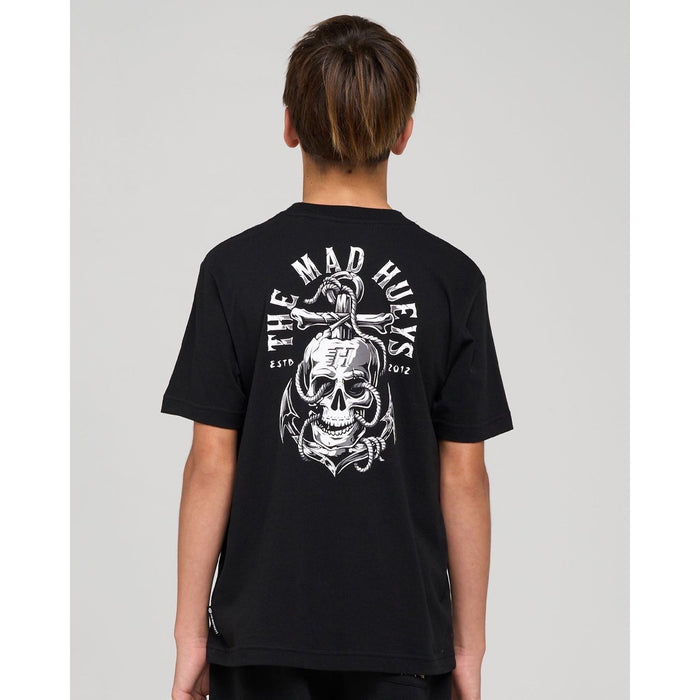 THE MAD HUEYS - ROPE SKULL ANCHOR TEE BLACK