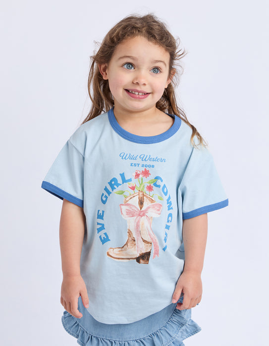 EVE GIRL - RODEO RINGER TEE BLUE