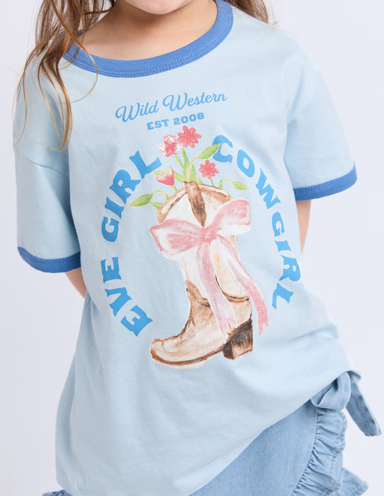 EVE GIRL - RODEO RINGER TEE BLUE