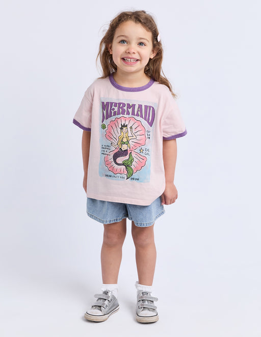EVE GIRL - MERMAID RINGER TEE PALE PINK