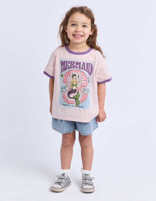 EVE GIRL - MERMAID RINGER TEE PALE PINK