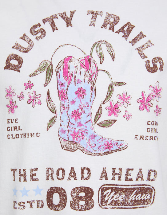 EVE GIRL - COWGIRL RINGER TEE VINTAGE WHITE