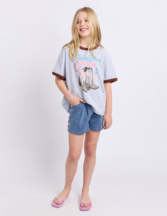 EVE GIRL - BOOTS RINGER TEE LIGHT BLUE