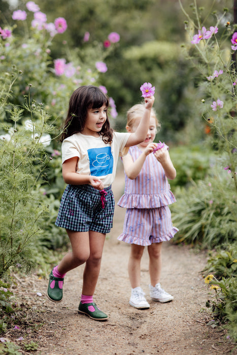 OLIVE AND THE CAPTAIN - BLUE BOWS BOXY FRILL SINGLET