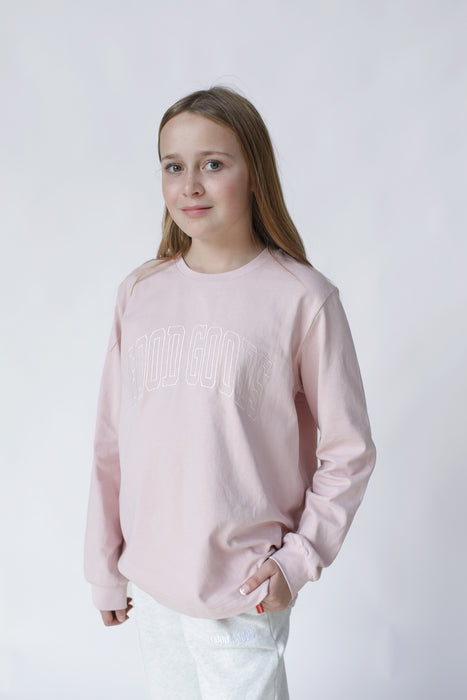 GOOD GOODS - AMIRA L/S COLLEGE TEE DUSTY PINK