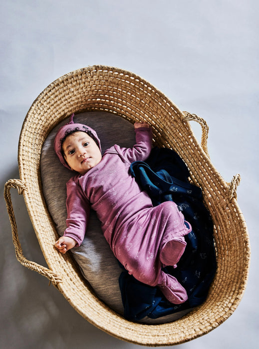 LFOH - KNOTTED BEANIE & BOOTIE SET MAUVE ANIMAL