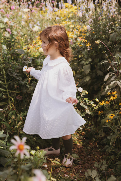 ELMA - AMELIA DRESS WITH LINING MINI DAISY EMBROIDED COTTON