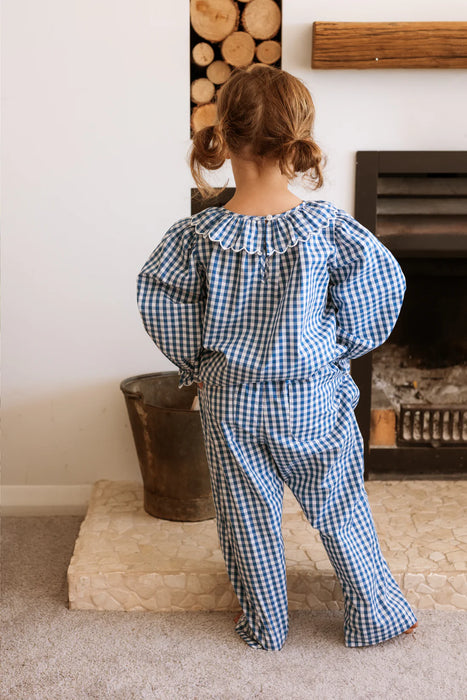 ELMA - MARIGOLD BLOUSE CORNFLOWER GINGHAM