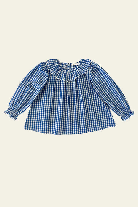 ELMA - MARIGOLD BLOUSE CORNFLOWER GINGHAM