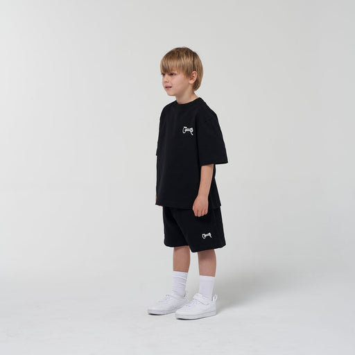 CRATE - KIDS BASIC SCRIPT SWEAT SHORTS - BLACK