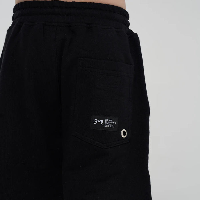 CRATE - KIDS BASIC SCRIPT SWEAT SHORTS - BLACK