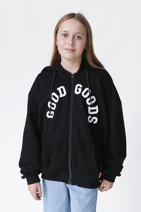 GOOD GOODS - DILLON ZIP HOOD VARSITY PRINT BLACK