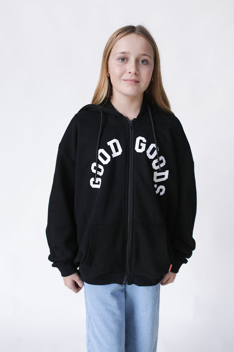 GOOD GOODS - DILLON ZIP HOOD VARSITY PRINT BLACK