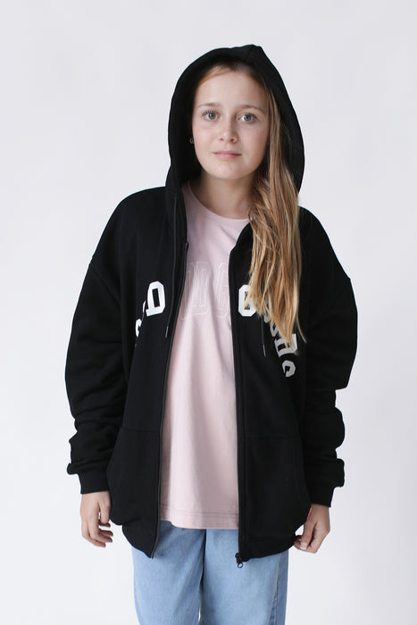 GOOD GOODS - DILLON ZIP HOOD VARSITY PRINT BLACK