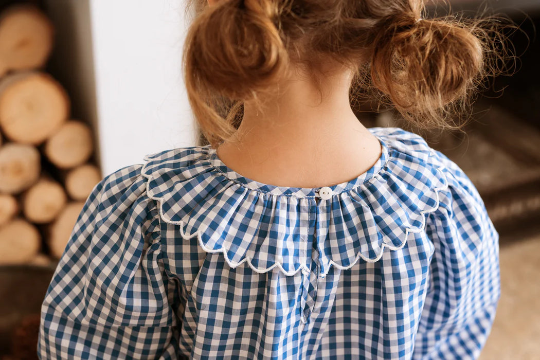 ELMA - MARIGOLD BLOUSE CORNFLOWER GINGHAM