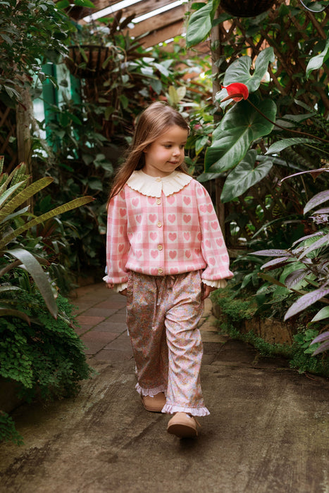 ELMA - PENELOPE CARDIGAN PINK CHECKERED HEARTS