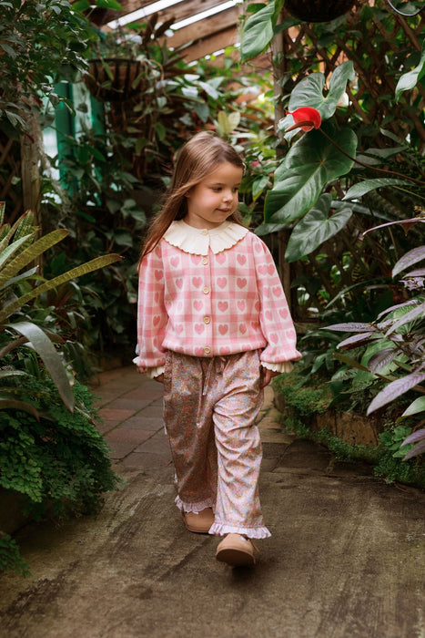 ELMA - PENELOPE CARDIGAN PINK CHECKERED HEARTS