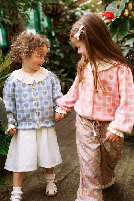 ELMA - PENELOPE CARDIGAN PINK CHECKERED HEARTS