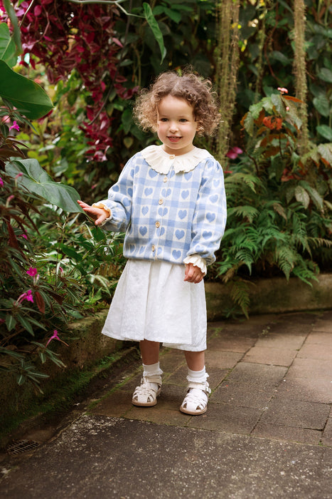 ELMA - PENELOPE CARDIGAN BLUE CHECKERED HEARTS