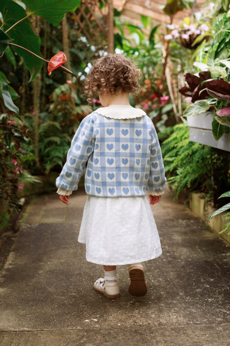 ELMA - PENELOPE CARDIGAN BLUE CHECKERED HEARTS