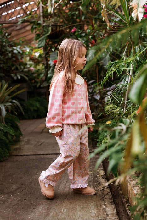 ELMA - PENELOPE CARDIGAN PINK CHECKERED HEARTS