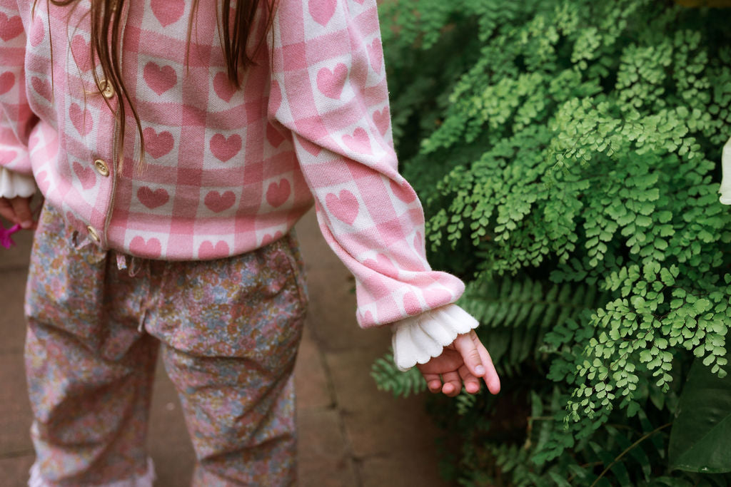 ELMA - PENELOPE CARDIGAN PINK CHECKERED HEARTS