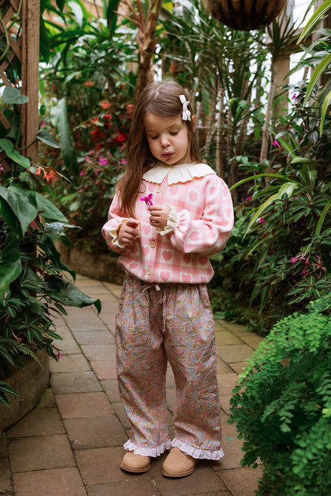 ELMA - PENELOPE CARDIGAN PINK CHECKERED HEARTS