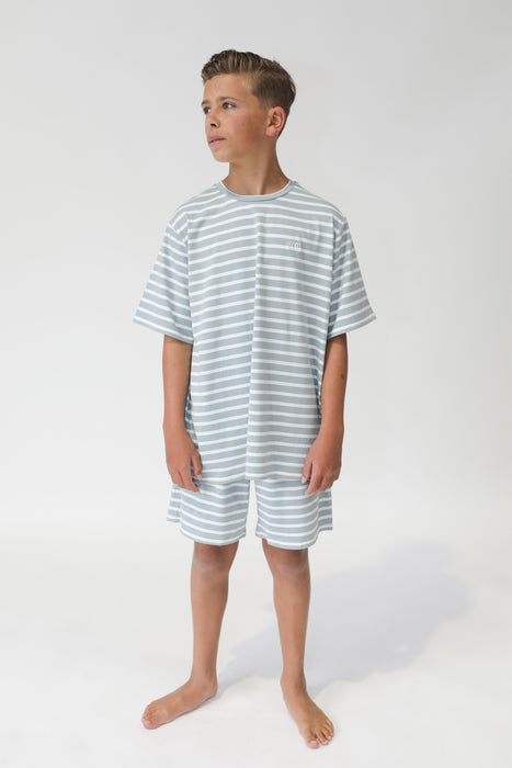 GOOD GOODS - WOLFIE PJ'S STEEL/CREAM STRIPE