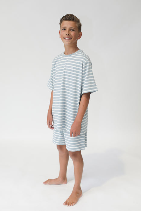 GOOD GOODS - WOLFIE PJ'S STEEL/CREAM STRIPE