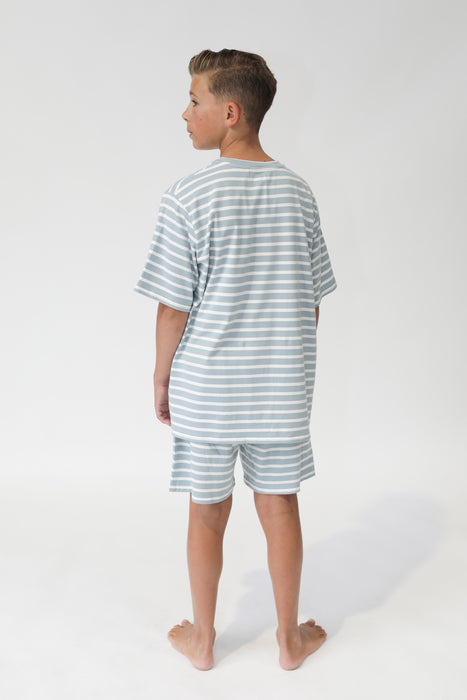 GOOD GOODS - WOLFIE PJ'S STEEL/CREAM STRIPE
