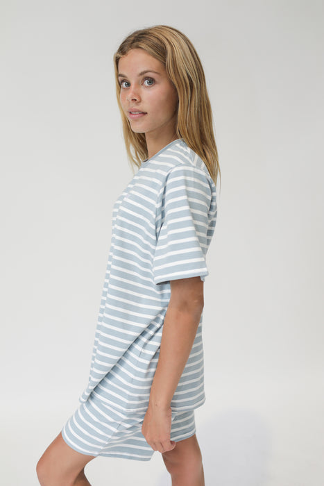 GOOD GOODS - WOLFIE PJ'S STEEL/CREAM STRIPE