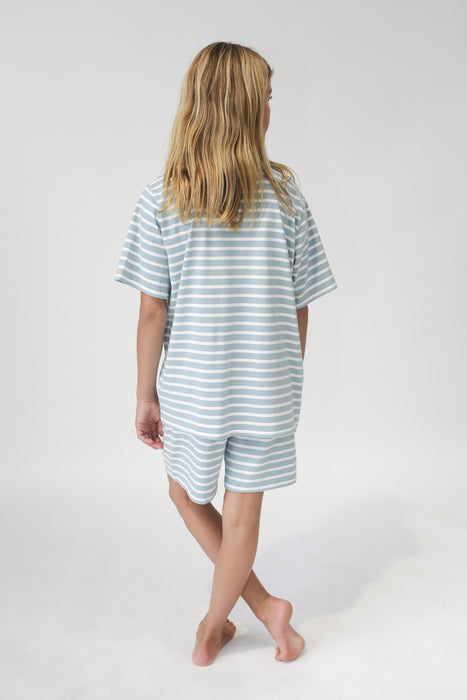 GOOD GOODS - WOLFIE PJ'S STEEL/CREAM STRIPE