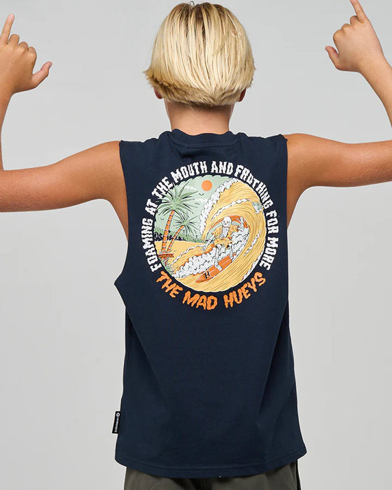 THE MAD HUEYS - FROTHING FOR MORE MUSCLE TANK NAVY