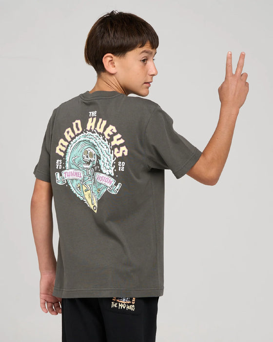THE MAD HUEYS - TUNNEL VISION TEE CHARCOAL