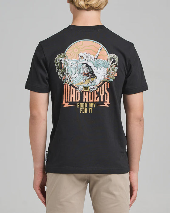 THE MAD HUEYS - TROPIC FROTHIN CLUB YOUTH TEE BLACK