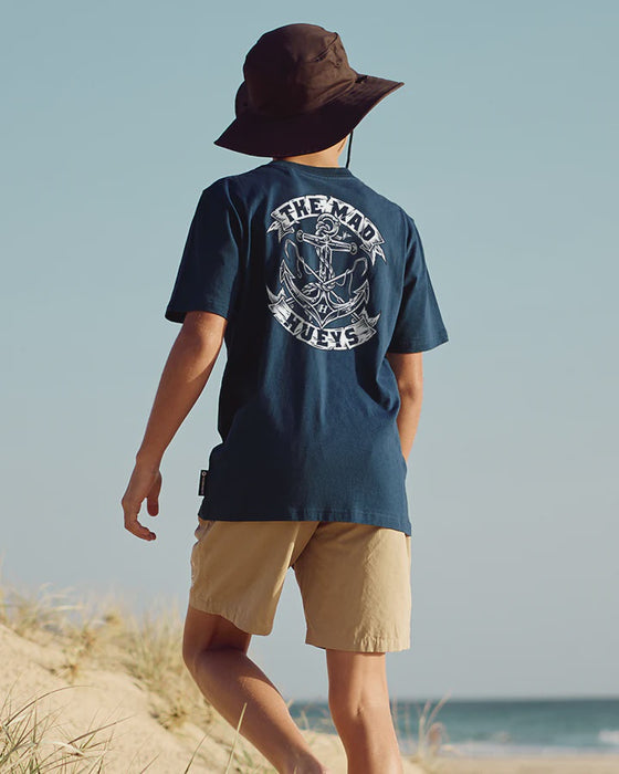 THE MAD HUEYS - DROP ANCHOR YOUTH TEE NAVY