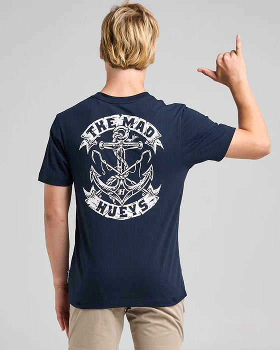 THE MAD HUEYS - DROP ANCHOR YOUTH TEE NAVY