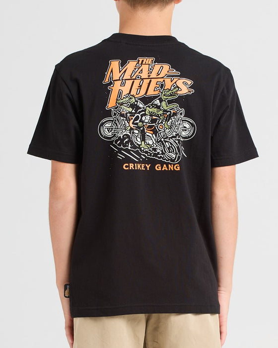 THE MAD HUEYS - CRIKEY GANG TEE BLACK