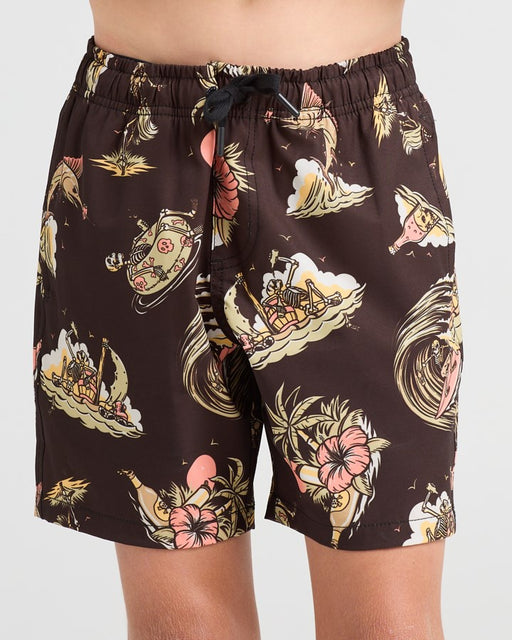 THE MAD HUEYS - FROTHIN OUT VOLLEY SHORT VINTAGE BLACK