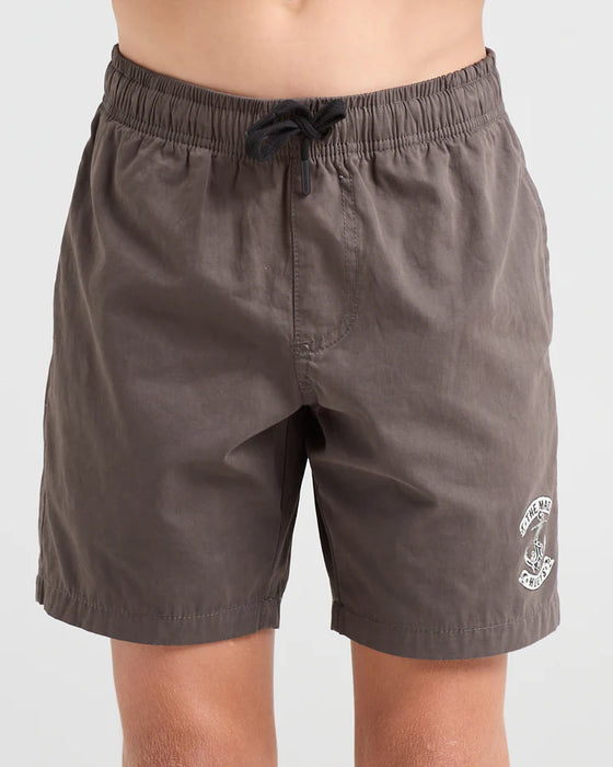 THE MAD HUEYS - SKULL ANCHOR VOLLEY SHORTS CHARCOAL