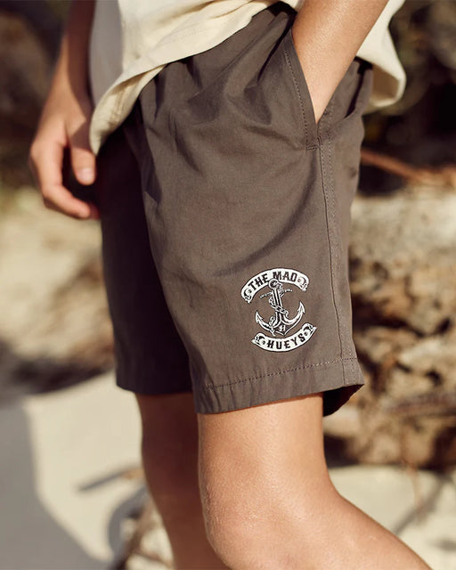 THE MAD HUEYS - SKULL ANCHOR VOLLEY SHORTS CHARCOAL