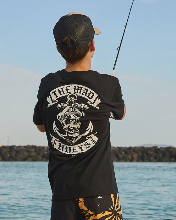 THE MAD HUEYS - SAILOR ANCHOR YOUTH TEE BLACK