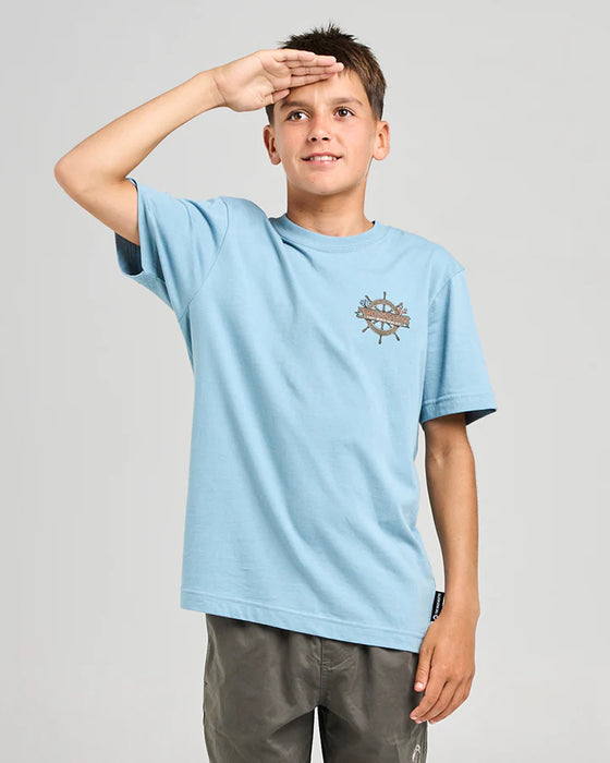 THE MAD HUEYS - THE SEA CAPTAIN TEE STEEL BLUE