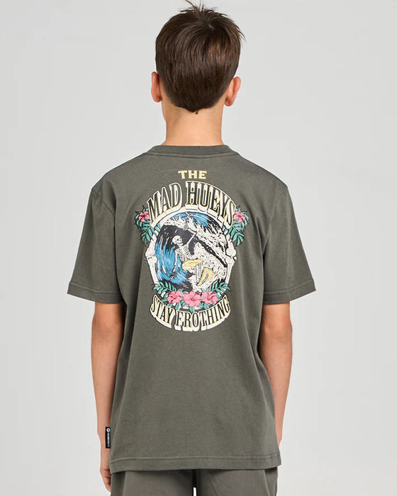THE MAD HUEYS - STAY FROTHING TEE CHARCOAL