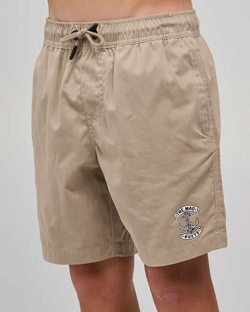 THE MAD HUEYS - SKULL ANCHOR VOLLEY SHORTS TAUPE