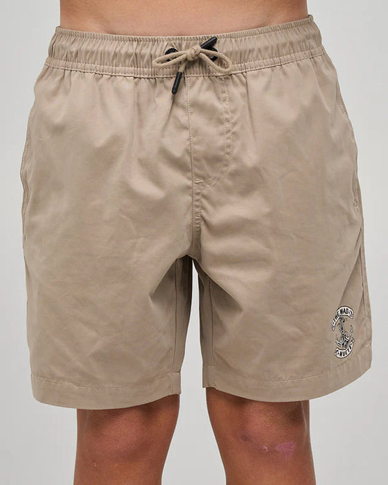 THE MAD HUEYS - SKULL ANCHOR VOLLEY SHORTS TAUPE