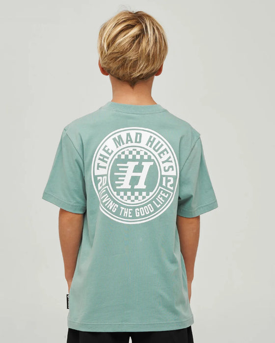 THE MAD HUEYS - CHECKER HUEYS TEE SEAFOAM