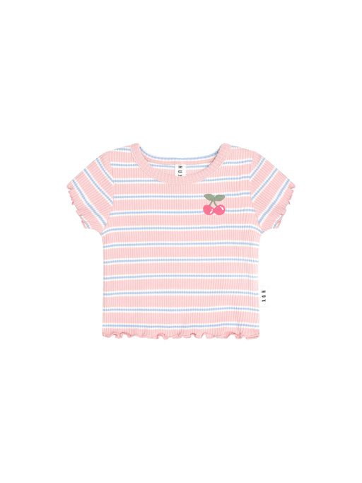 HUXBABY - CANDY STRIPE RIB TEE CANDY STRIPE