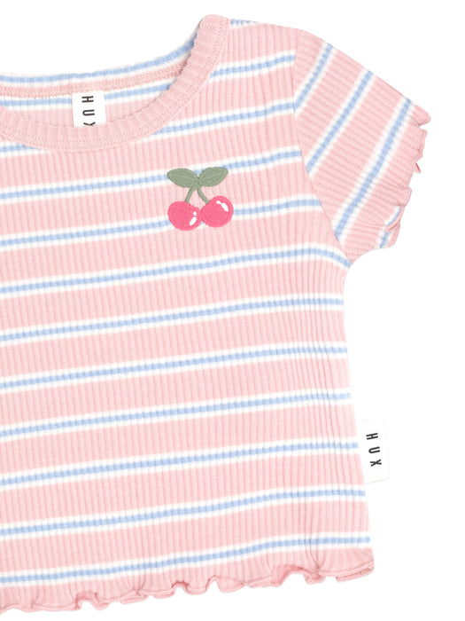 HUXBABY - CANDY STRIPE RIB TEE CANDY STRIPE