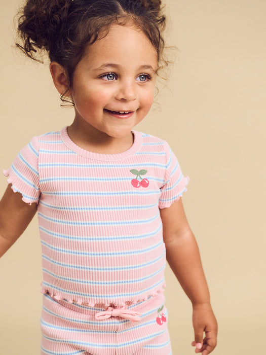 HUXBABY - CANDY STRIPE RIB TEE CANDY STRIPE